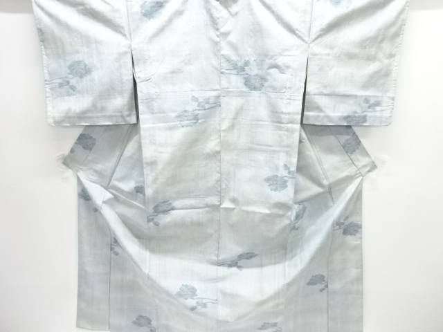 JAPANESE KIMONO / UNUSED HITOE TSUMUGI / WOVEN FLOWER